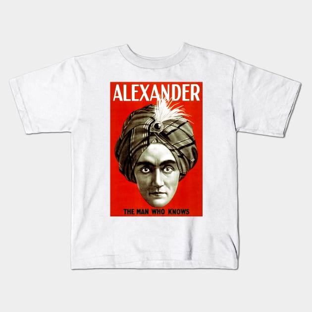 Alexander, The Man Who Knows 1920 Magician Kids T-Shirt by rocketshipretro